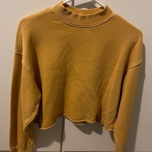 Forever 21 mustard yellow cropped crew neck sweater